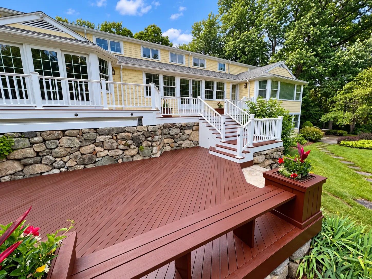 Completed outdoor deck finish