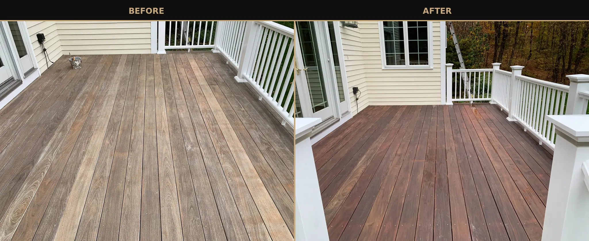 Deck staining transformation before and after