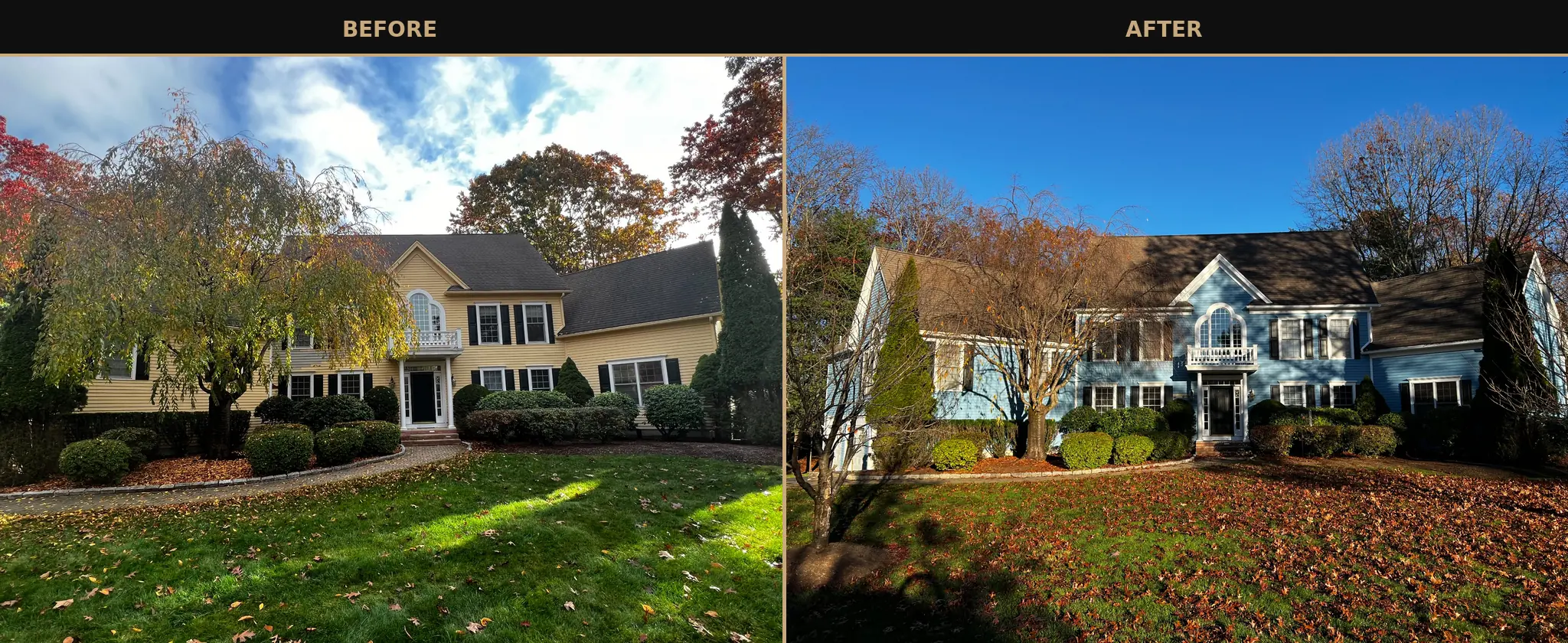 Exterior painting transformation before and after