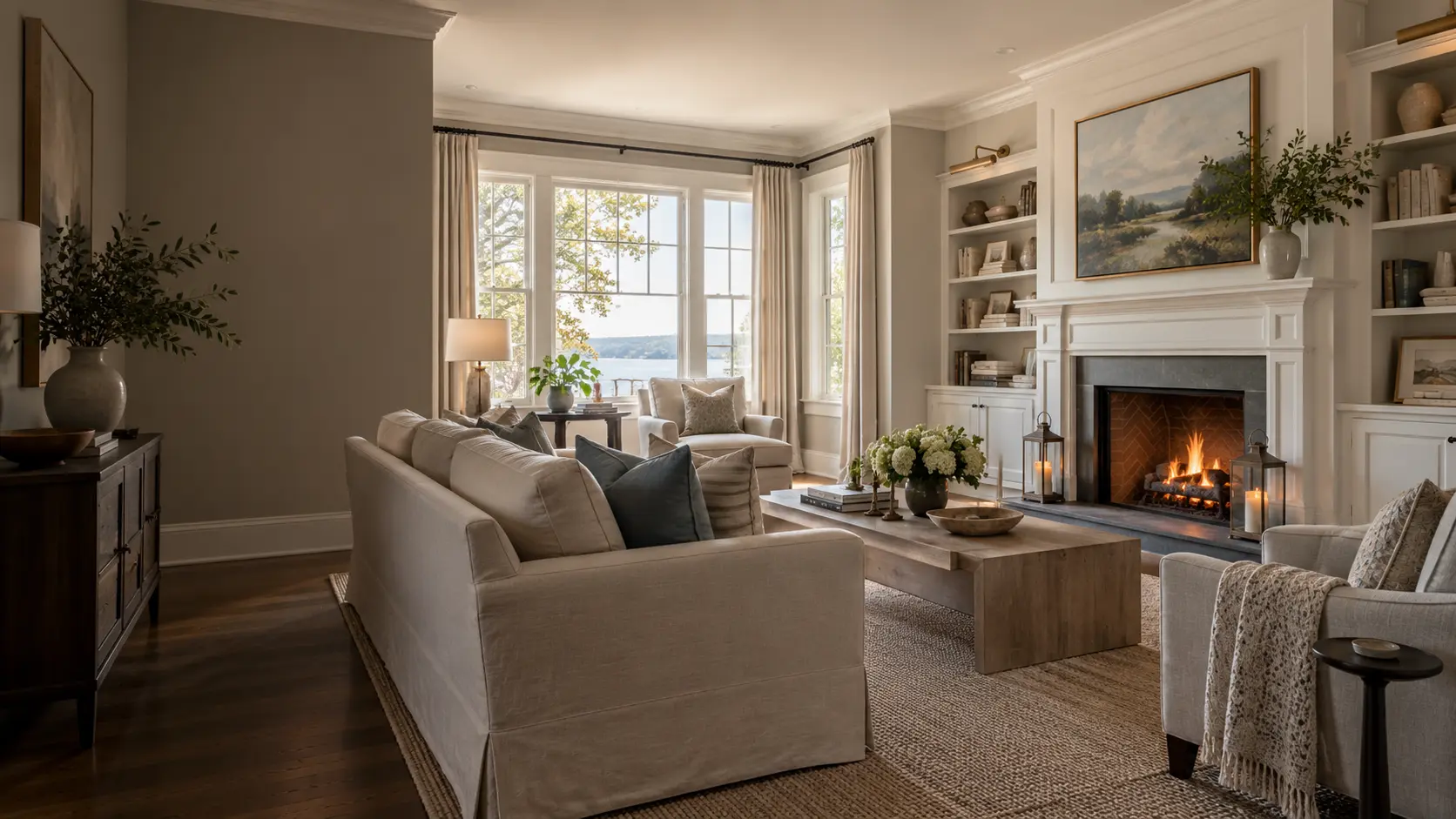 Refined residential living room with freshly painted walls
